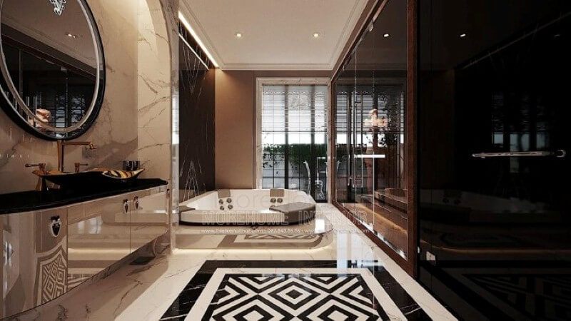 Biệt thự Vinhomes Imperia Hải Phòng được trang trí nội thất phòng tắm đẹp, sang trọng.